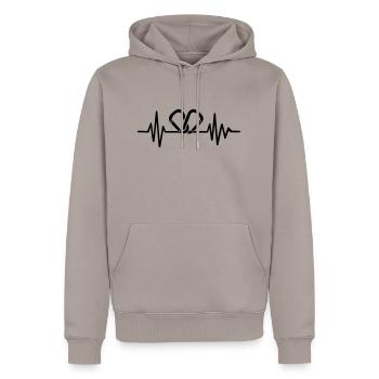 Climbing - Men’s Premium Organic Hoodie - taupe - Front - Nico (187cm)