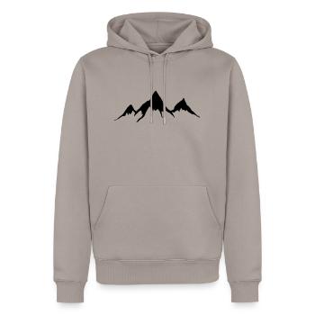Mountains, Alps, Hiking, Ski, Snow, Wildlife, Gold - Männer Premium Bio Hoodie - Taupe - Vorne - Nico (187cm)