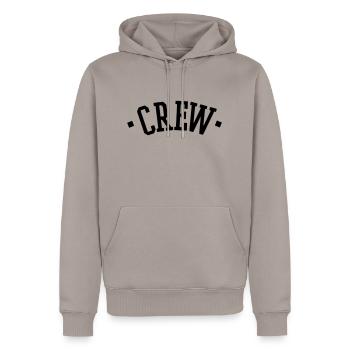 CREW - Männer Premium Bio Hoodie - Taupe - Vorne - Nico (187cm)