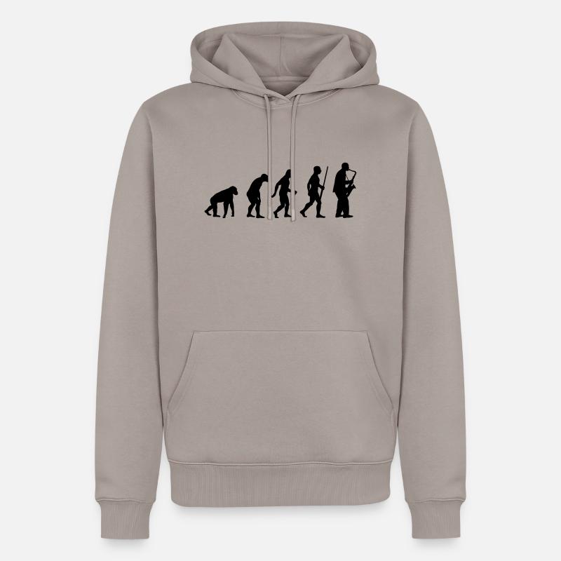 l'évolution du saxophone - Sweat à capuche Premium bio Homme - taupe