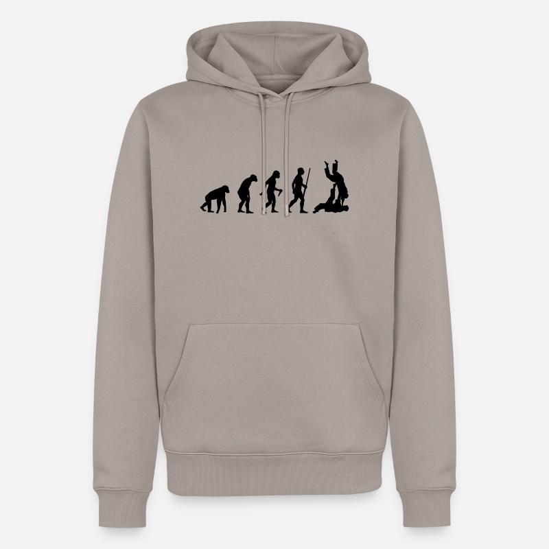 L'évolution du judo - Sweat à capuche Premium bio Homme - taupe