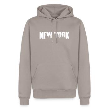 New York USA City Skyline Manhattan Queens - Sweat à capuche Premium bio Homme - taupe - Devant - Nico (187cm)