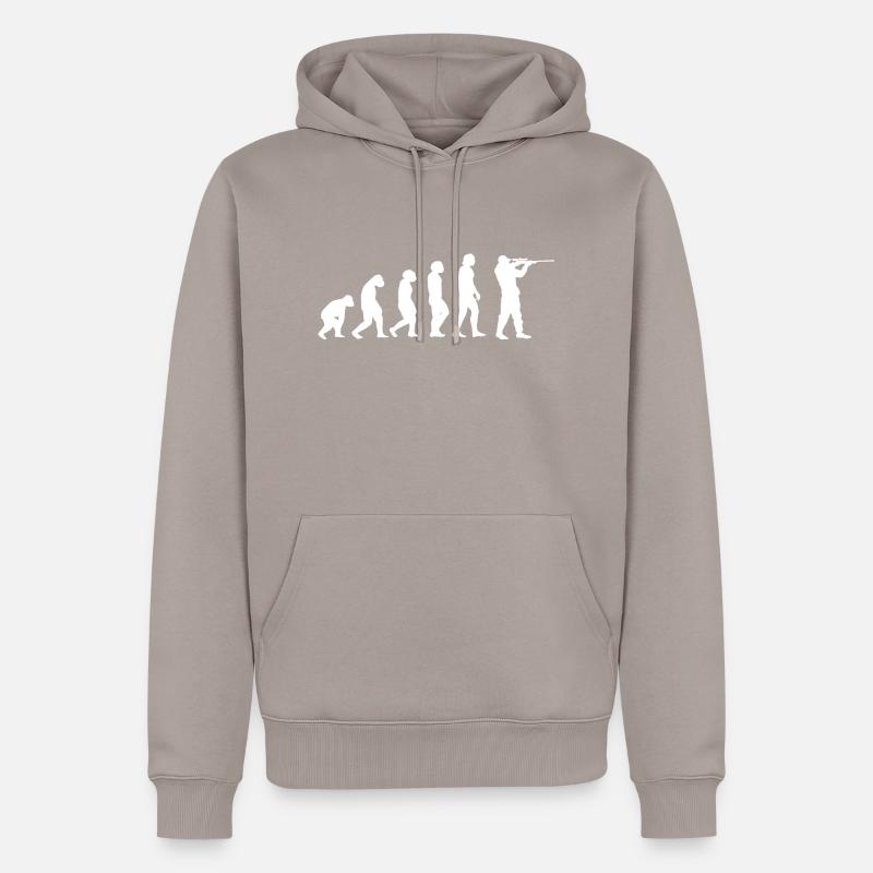 Evolution und Jagd - - Männer Premium Bio Hoodie - Taupe