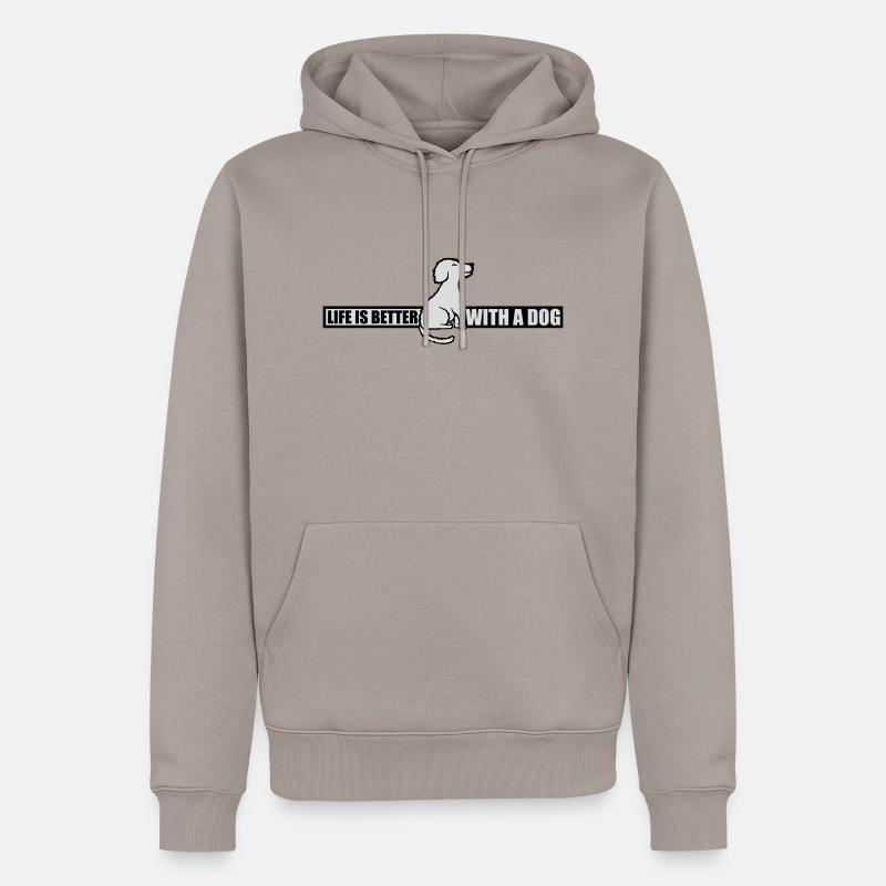 mieux avec un chien - Sweat à capuche Premium bio Homme - taupe