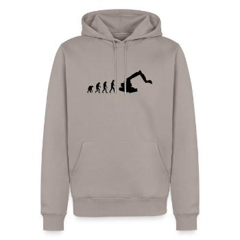 digger evolution - Men’s Premium Organic Hoodie - taupe - Front - Nico (187cm)