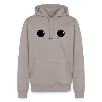 Cute sad face - Männer Premium Bio Hoodie - Taupe - Vorne - Nico (187cm)
