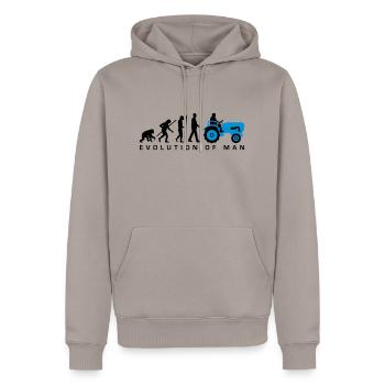 evolution_bauer_mit_traktor_032013_a_2c - Men’s Premium Organic Hoodie - taupe - Front - Nico (187cm)