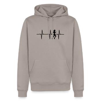Heartbeat Running - Sweat à capuche Premium bio Homme - taupe - Devant - Nico (187cm)