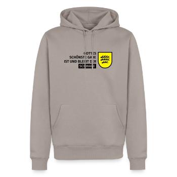 Gottes schönste Gabe ist und bleibt der Schwabe - Männer Premium Bio Hoodie - Taupe - Vorne - Nico (187cm)