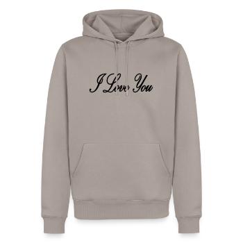 I Love You - Sweat à capuche Premium bio Homme - taupe - Devant - Nico (187cm)