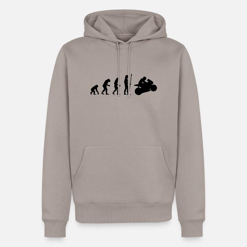 evolution_motorbike1 - Sweat à capuche Premium bio Homme - taupe