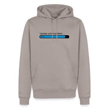 Update wird installiert .. Ladebalken 91% - Männer Premium Bio Hoodie - Taupe - Vorne - Nico (187cm)