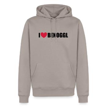 Benoggl - Männer Premium Bio Hoodie - Taupe - Vorne - Nico (187cm)