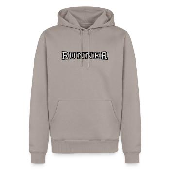 runner - Männer Premium Bio Hoodie - Taupe - Vorne - Nico (187cm)