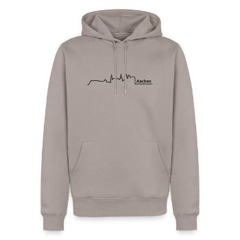 aachen horizon - Sweat à capuche Premium bio Homme - taupe - Devant - Nico (187cm)