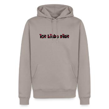 ich liebe dich - Männer Premium Bio Hoodie - Taupe - Vorne - Nico (187cm)