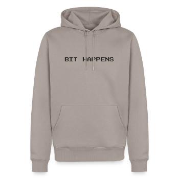 Bit Happens - Männer Premium Bio Hoodie - Taupe - Vorne - Nico (187cm)