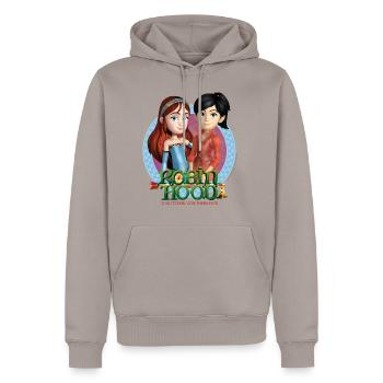 Robin Hood Maid Marian Und Scarlett - Männer Premium Bio Hoodie - Taupe - Vorne - Nico (187cm)