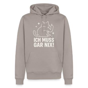 chat paresseux - déclaration disant - je n’ai rien à faire - Sweat à capuche Premium bio Homme - taupe - Devant - Nico (187cm)