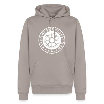 Vegvisir Nordique – Symbole de Protection Blanc - Sweat à capuche Premium bio Homme - taupe - Devant - Nico (187cm)