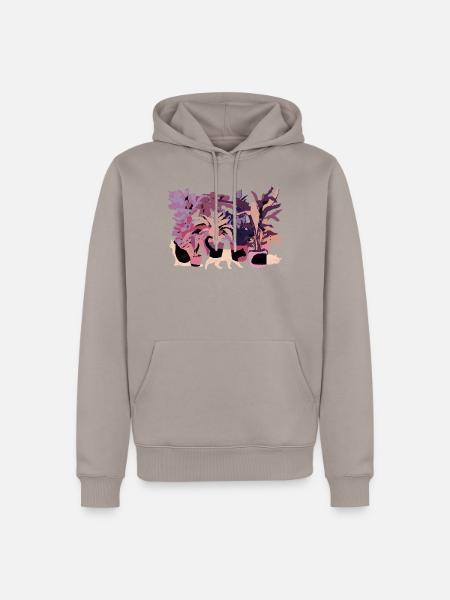 KATZEN UND PFLANZEN - Männer Premium Bio Hoodie - Taupe
