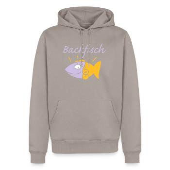 Backfisch - Männer Premium Bio Hoodie - Taupe - Vorne - Nico (187cm)