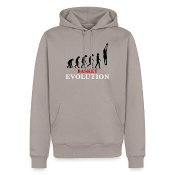 Basket Evolution Sport und Humor 3c - Männer Premium Bio Hoodie - Taupe - Vorne - Nico (187cm)