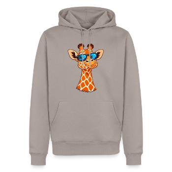 Coole Giraffe mit Sonnenbrille – Sommer Vibes - Männer Premium Bio Hoodie - Taupe - Vorne - Nico (187cm)