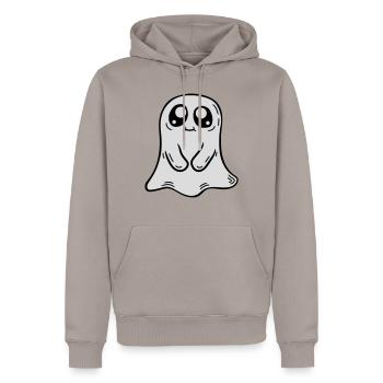 Petite bande dessinée fantôme douce - Sweat à capuche Premium bio Homme - taupe - Devant - Nico (187cm)