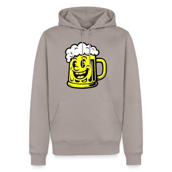 Bier Lustig Comic - Männer Premium Bio Hoodie - Taupe - Vorne - Nico (187cm)