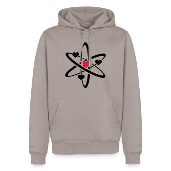 heart atom - Sweat à capuche Premium bio Homme - taupe - Devant - Nico (187cm)