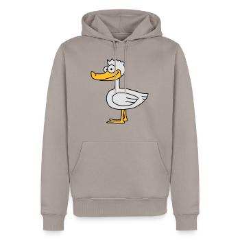 Duck - Men’s Premium Organic Hoodie - taupe - Front - Nico (187cm)