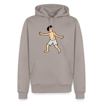 Junge hat angst - Männer Premium Bio Hoodie - Taupe - Vorne - Nico (187cm)