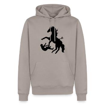 reiten - Männer Premium Bio Hoodie - Taupe - Vorne - Nico (187cm)
