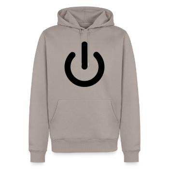 power - Men’s Premium Organic Hoodie - taupe - Front - Nico (187cm)