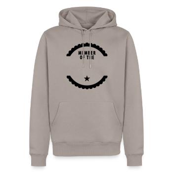 membre de la ... (1c) - Sweat à capuche Premium bio Homme - taupe - Devant - Nico (187cm)