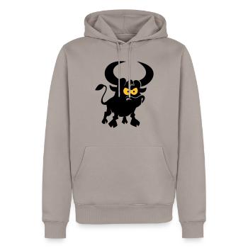 vl087b_stier_2c - Männer Premium Bio Hoodie - Taupe - Vorne - Nico (187cm)