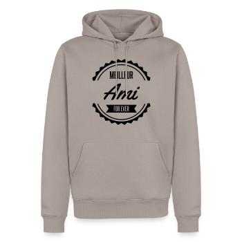 meilleur ami friend amitié - Sweat à capuche Premium bio Homme - taupe - Devant - Nico (187cm)