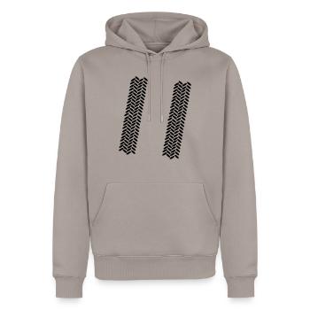 Reifen - Spur - Männer Premium Bio Hoodie - Taupe - Vorne - Nico (187cm)