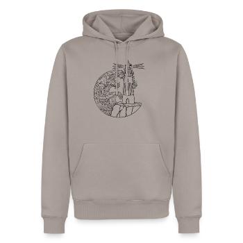 Lighthouse2 1 - Men’s Premium Organic Hoodie - taupe - Front - Nico (187cm)