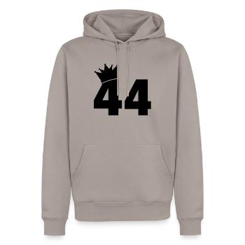 44_krone_f1 - Männer Premium Bio Hoodie - Taupe - Vorne - Nico (187cm)