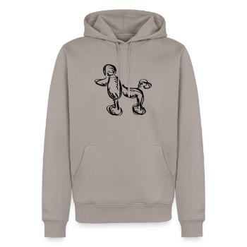 Pudel Mandolito - Männer Premium Bio Hoodie - Taupe - Vorne - Nico (187cm)