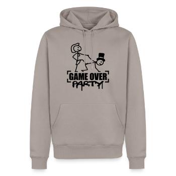 Game Over Party - Sweat à capuche Premium bio Homme - taupe - Devant - Nico (187cm)