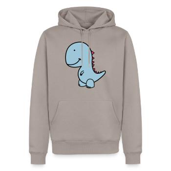 dino - Männer Premium Bio Hoodie - Taupe - Vorne - Nico (187cm)