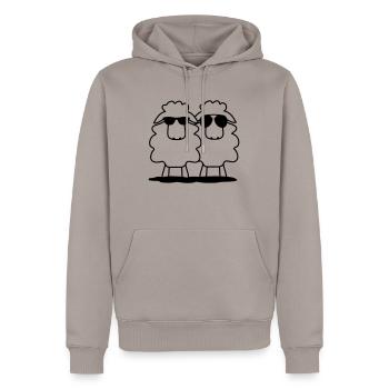 Schaf Duo - Männer Premium Bio Hoodie - Taupe - Vorne - Nico (187cm)