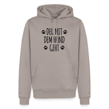 Der mit dem Hund geht - Männer Premium Bio Hoodie - Taupe - Vorne - Nico (187cm)