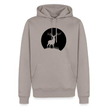 Cerf au clair de lune - Sweat à capuche Premium bio Homme - taupe - Devant - Nico (187cm)