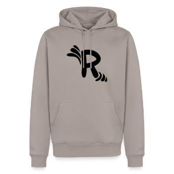 Letter R & Pattern - Men’s Premium Organic Hoodie - taupe - Front - Nico (187cm)
