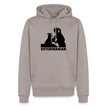Tierarzt - Männer Premium Bio Hoodie - Taupe - Vorne - Nico (187cm)