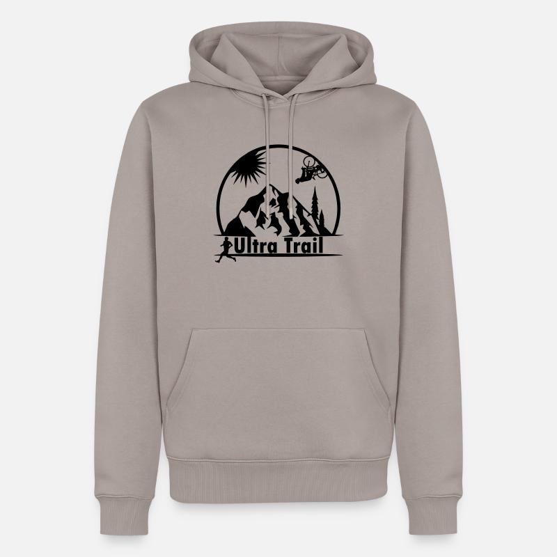 ultra trail - Sweat à capuche Premium bio Homme - taupe